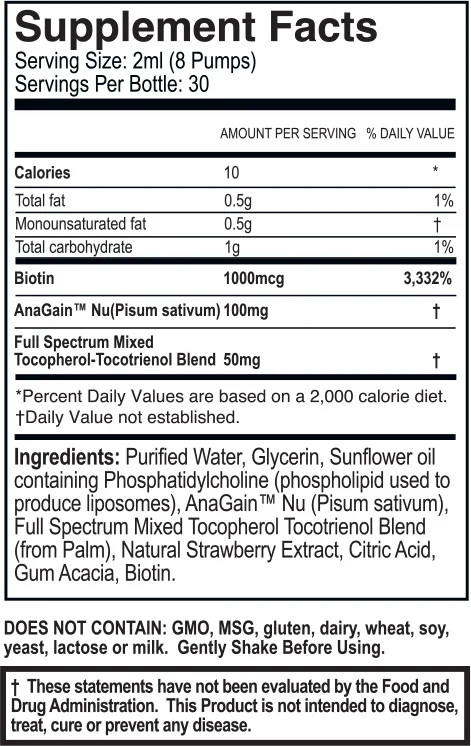 Liposomal Hair Renewal Product Label